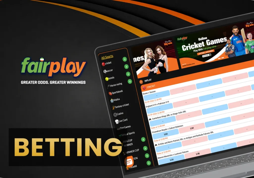 FairPlay sportsbook with top sporting events and betting markets for players from India.
